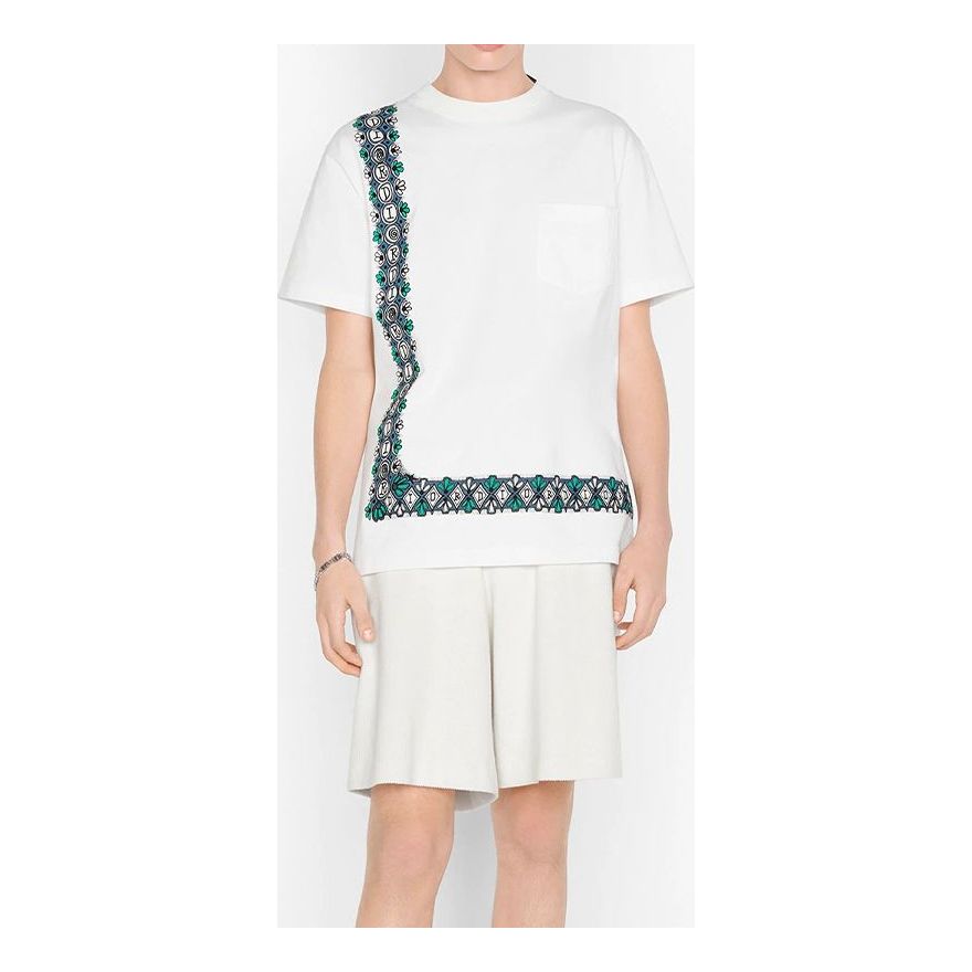 DIOR And Shawn Stussy Asymmetrical Print Oversized Short Sleeve For Men White 033J644B0554-C085