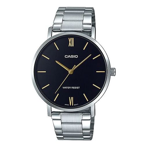 CASIO Stainless Steel Strap Waterproof Quartz Mens Silver Analog MTP-VT01D-1B