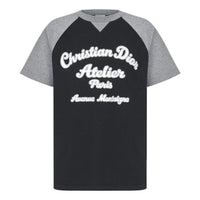 Men's DIOR SS22 Alphabet Pattern Loose Short Sleeve Black T-Shirt 213J635A0677-C988