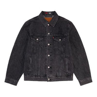 Men's Levis x Disney Crossover Embroidered Pattern lapel Long Sleeves Jacket Black A0880-0000
