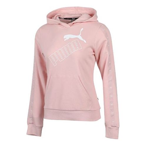 (WMNS) PUMA Essentials Logo Hoodie 'Pink White' 586595-15