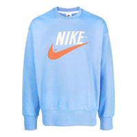 Men's Nike Swoosh Brand Large Logo Pattern Printing Round Neck Long Sleeves Sky Blue DO8891-412