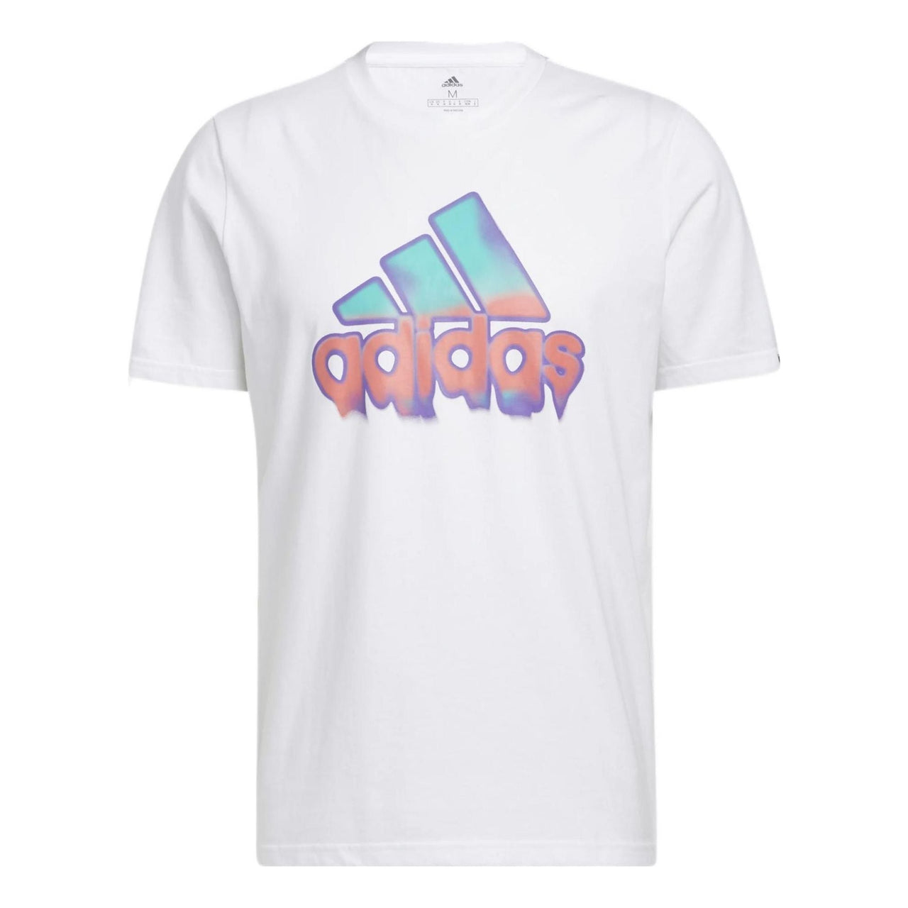 Men's adidas SS22 Alphabet Logo Round Neck Short Sleeve White T-Shirt HE4812