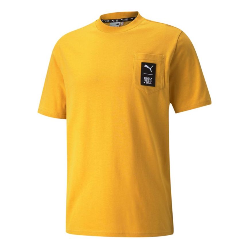 PUMA x FIRST MILE Crossover Pocket Small Label Solid Color Sports Short Sleeve Yellow 532337-37
