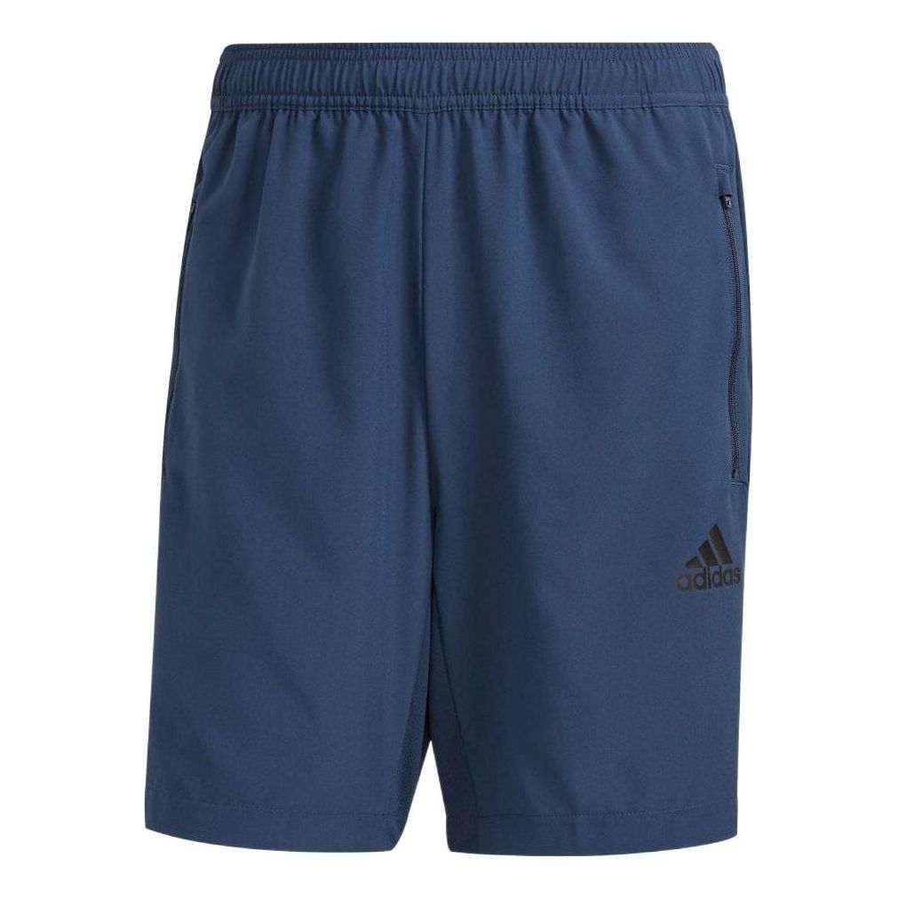 Men's adidas Solid Color Stripe Logo Printing Casual Sports Shorts Navy Blue GT8162
