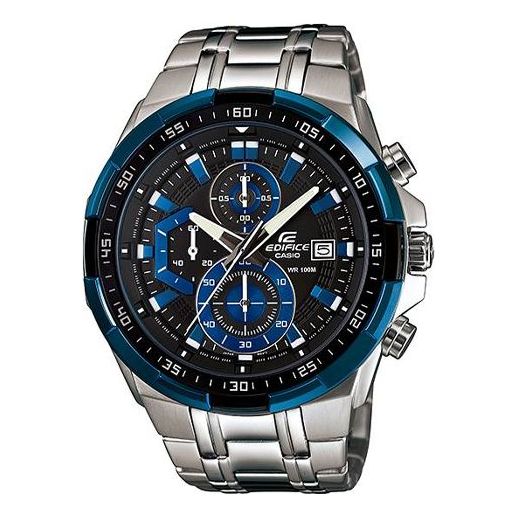 CASIO EDIFICE Waterproof Stainless Steel Strap Mens Black/Blue Analog EFR-539D-1A2