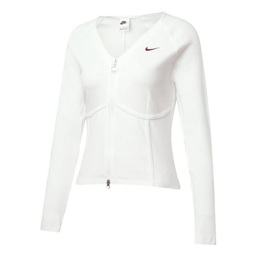 (WMNS) Nike Sportswear V-Day Long-Sleeve Full-Zip Top 'White' HF1133-100