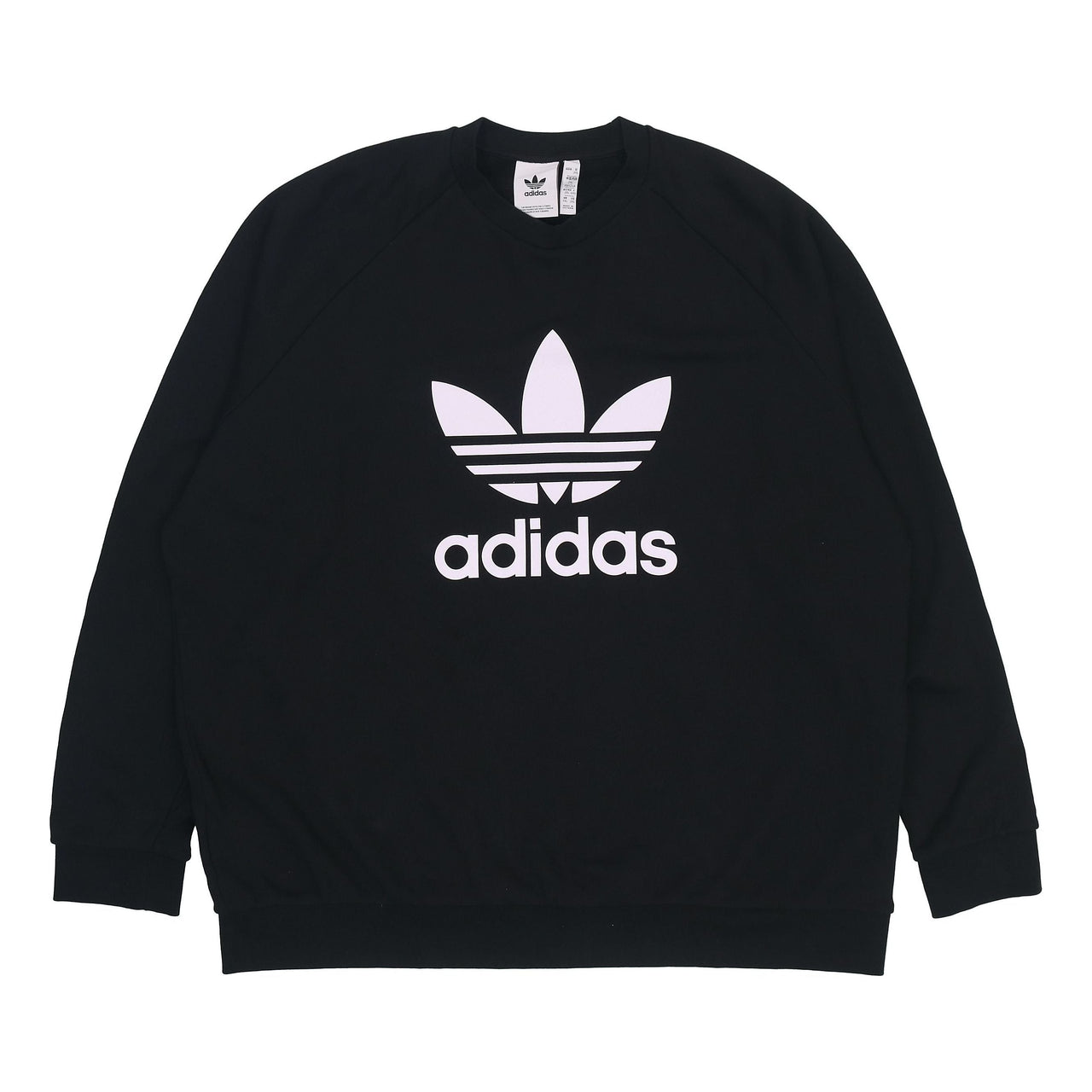 Men's adidas originals Tresoil Crew Large Logo Sports Pullover Round Neck Black H06651