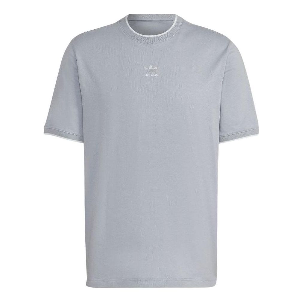 Men's adidas originals Solid Color Logo Alphabet Casual Sports Short Sleeve Silver T-Shirt HK7303