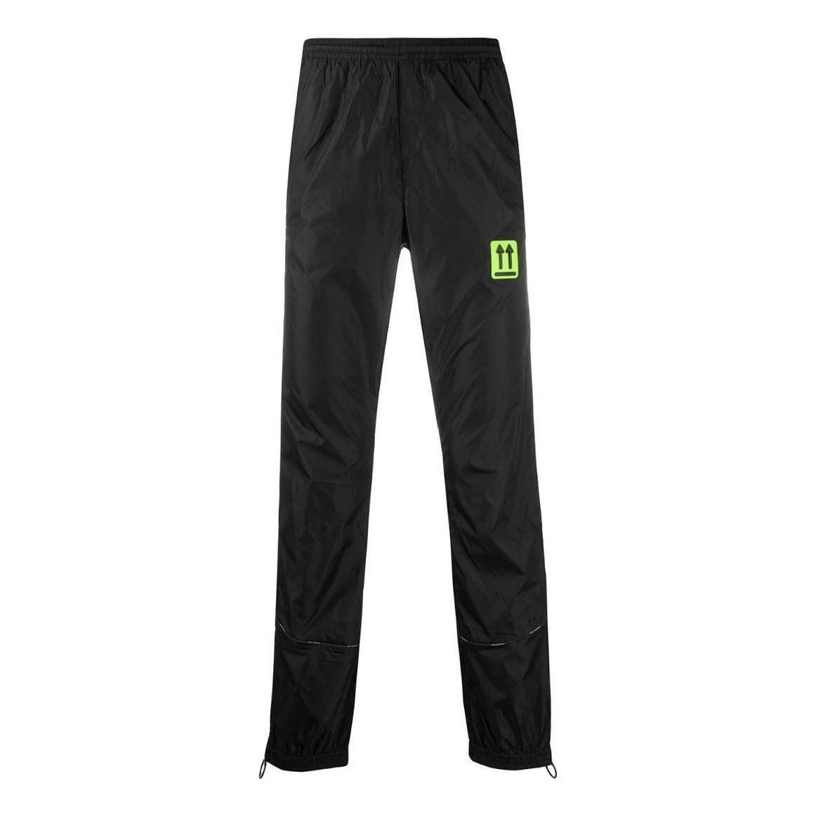 Men's Off-White SS22 Solid Color Label Elastic Waistband Sports Pants/Trousers/Joggers Version Black OMCA123S20A230201000