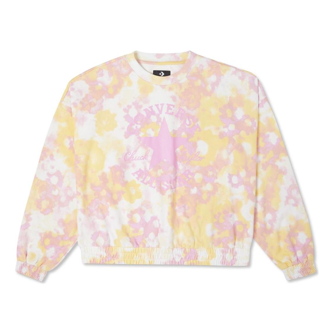 (WMNS) Converse Washed Floral Cotton Crew Neck Shirt 'Pink' 10023196-A01