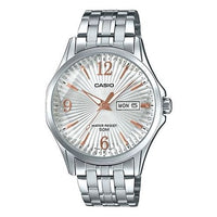 CASIO Waterproof Stainless Steel Strap Mens White Analog MTP-E120DY-7A2021