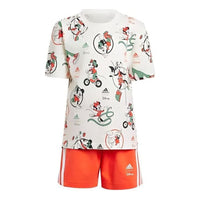 (GS) adidas Disney Mickey Mouse T-Shirt Set Asia Sizing 'White Orange' IW0669