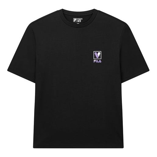 FILA Born To Shine Subject Slogan Short Sleeve Couple Style Black F71U028104F-BK