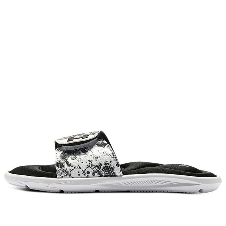 (WMNS) Under Armour Ignite 6 Graphic Strap Slide 'Black White' 3024453-002