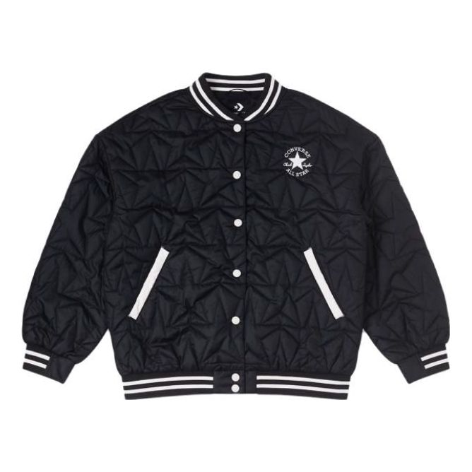 (WMNS) Converse RPC Padded Baseball Bomber Jacket Asia Sizing 'Black White' 10025223-A03