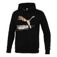 PUMA Sports Running Casual Loose hooded Pullover Gold Long Sleeves Black 533145-56
