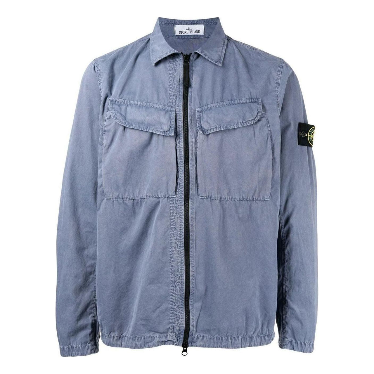 STONE ISLAND Brushed Cotton Canvas Zip Overshirt 'Dark Blue' 7715101WN-V0124