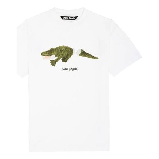 Men's PALM ANGELS Printing Short Sleeve White PMAA001E20JER0130155