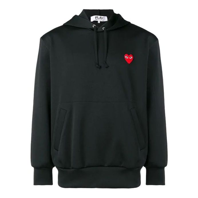 COMME des GARCONS PLAY heart patch Red Love Pullover Black AZT174