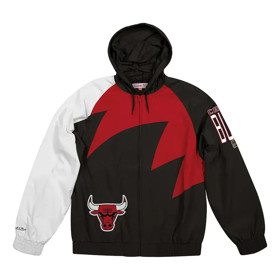 Mitchell & Ness Shark Tooth Chicago Bulls Jacket 'Black Red' BA57PH-CBU-K-FLR
