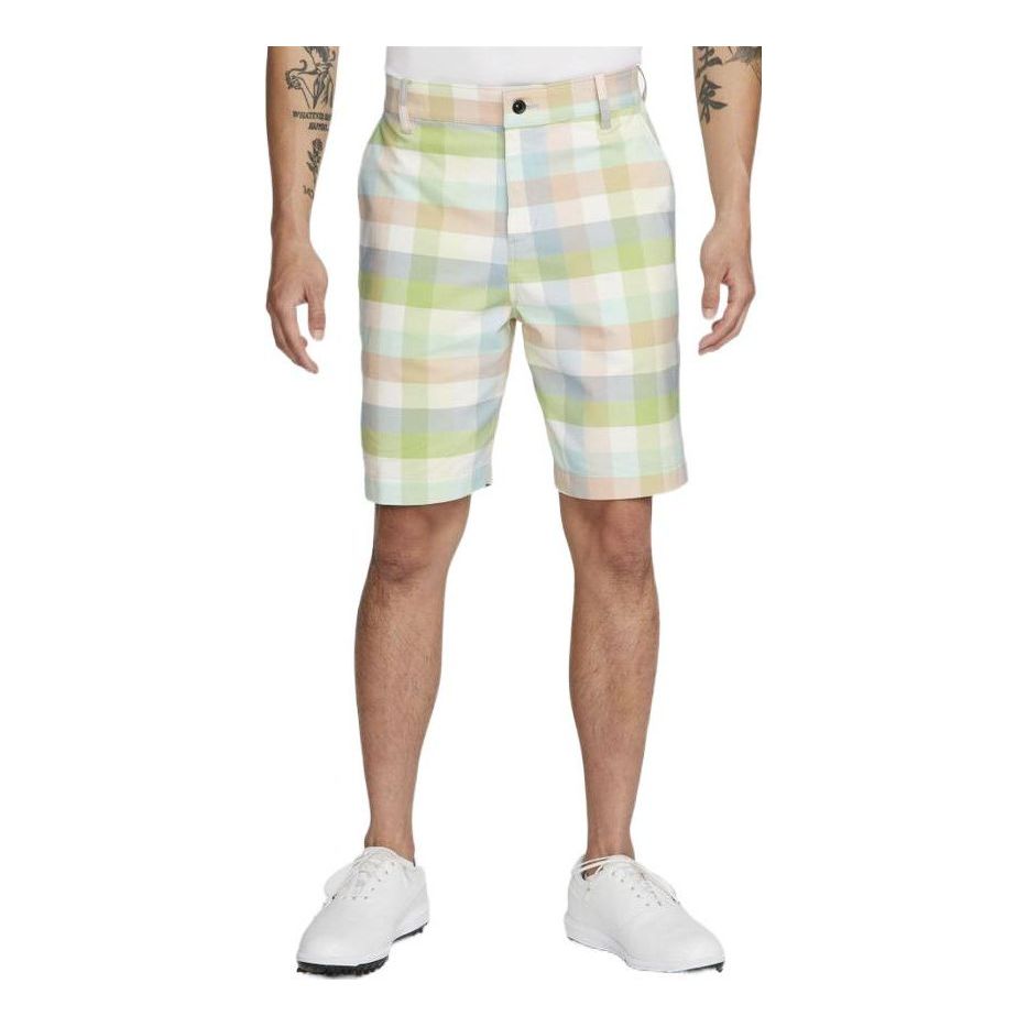 Men's Nike Dri-FIT SS22 Contrasting Colors Plaid Golf Casual Sports Shorts Light Green DH1295-494