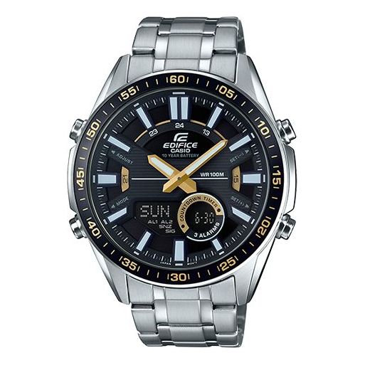 CASIO Analog EDIFICE Mens SilverBlack Analog/Digital Combo EFV-C100D-1B
