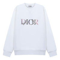 DIOR Flower Embroidery Round Collar Sports Long Sleeve Male White 113J687A0531-084
