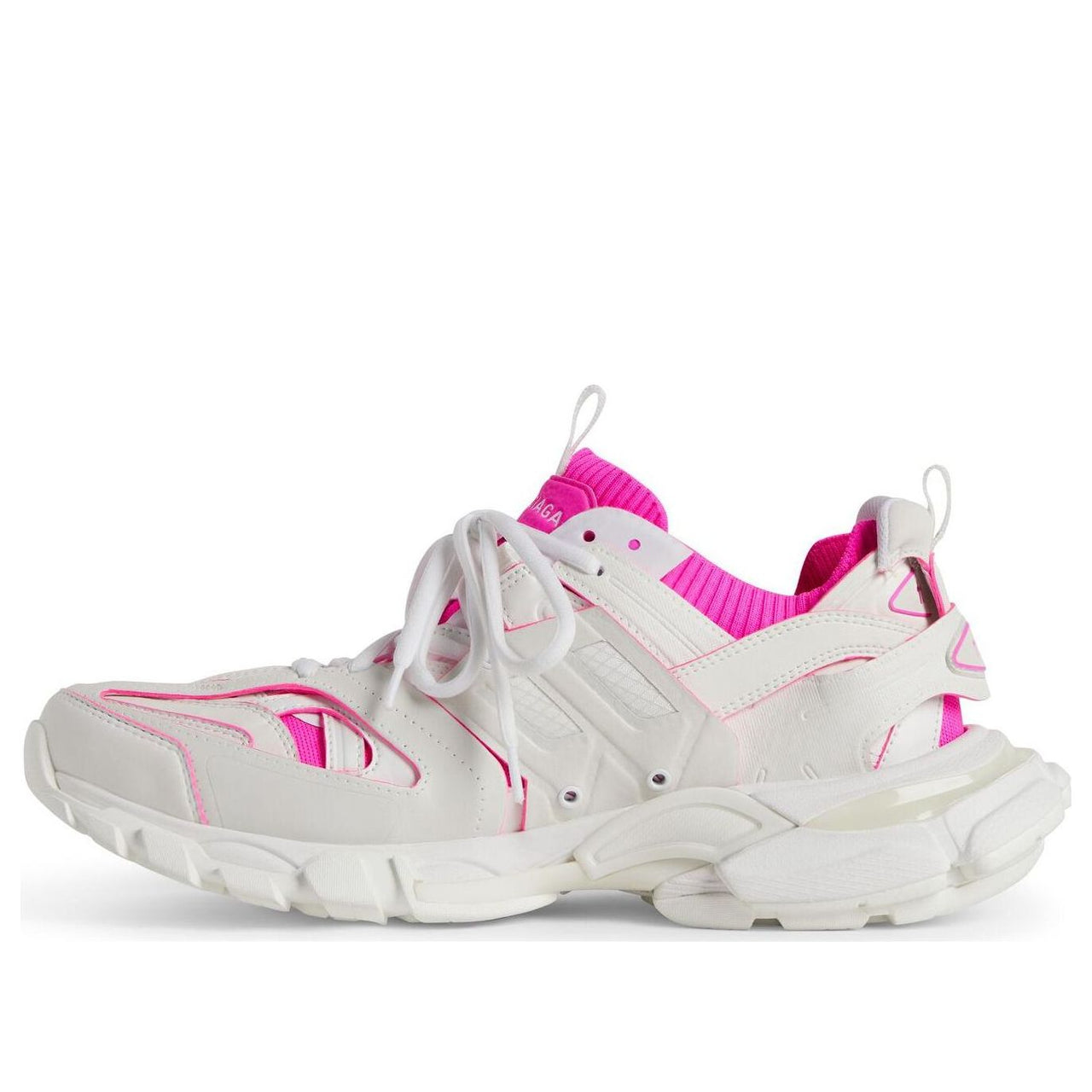 (WMNS) Balenciaga Track Sock Sneakers 'White and Neon Pink Knit and Nylon' 736328W3SKC9055