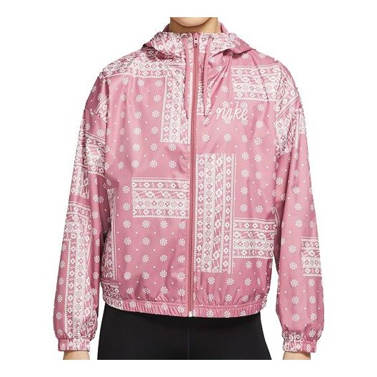(WMNS) Nike Woven Printing cashew Hooded Jacket Pink Red CU5893-614