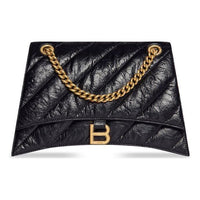 (WMNS) Balenciaga Crush Medium Chain Bag Quilted 'Black' 716393210J11000