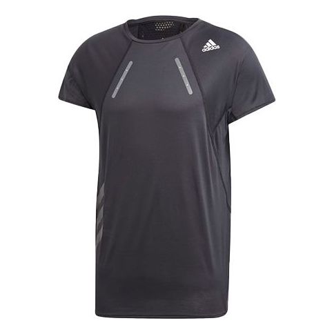 adidas Running Sports Solid Color Short Sleeve Black EK3052