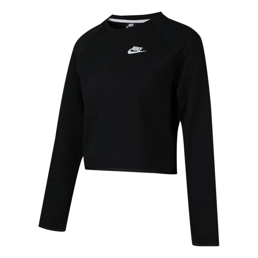 (WMNS) Nike Sportswear Tech Fleece Short Round Neck Pullover Black Hoodie BV3452-010