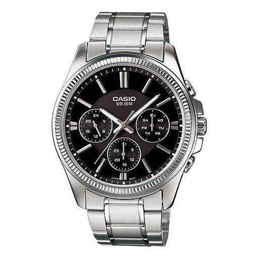 CASIO Waterproof Stainless Steel Strap Quartz Mens Black Analog MTP-1375D-1AVDF
