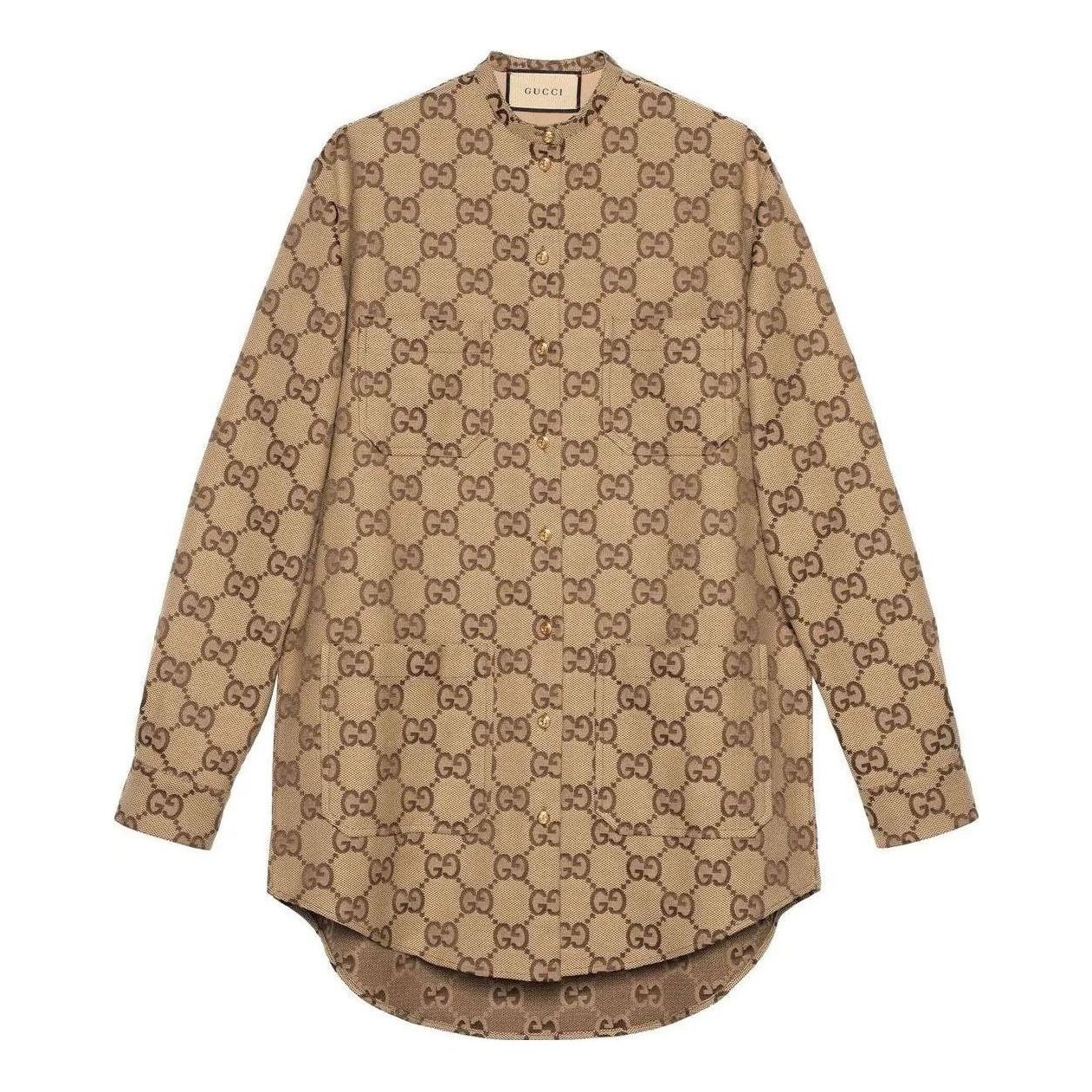 (WMNS) Gucci Maxi GG Canvas Shirt 'Camel Ebony' 669337-ZAHT5-2580