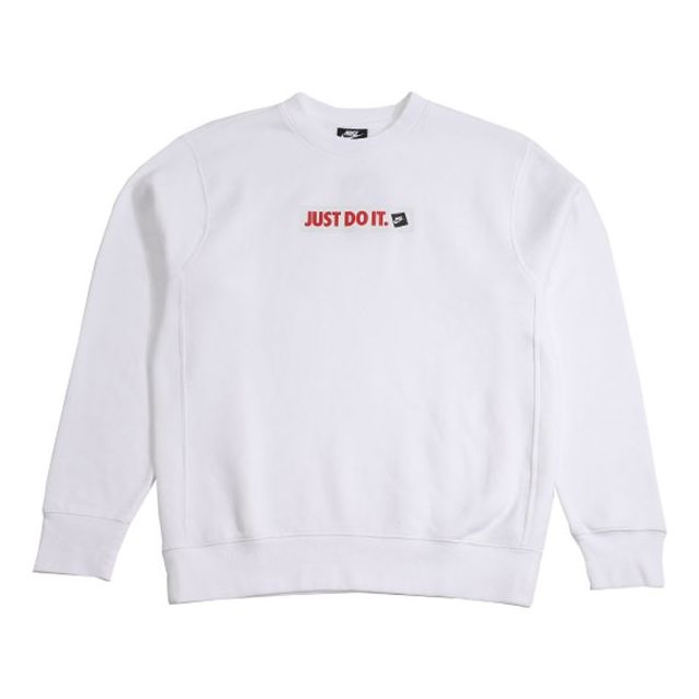 Nike JDI Printing Fleece Lined Athleisure Casual Sports Black Round Neck Pullover White BV5090-100