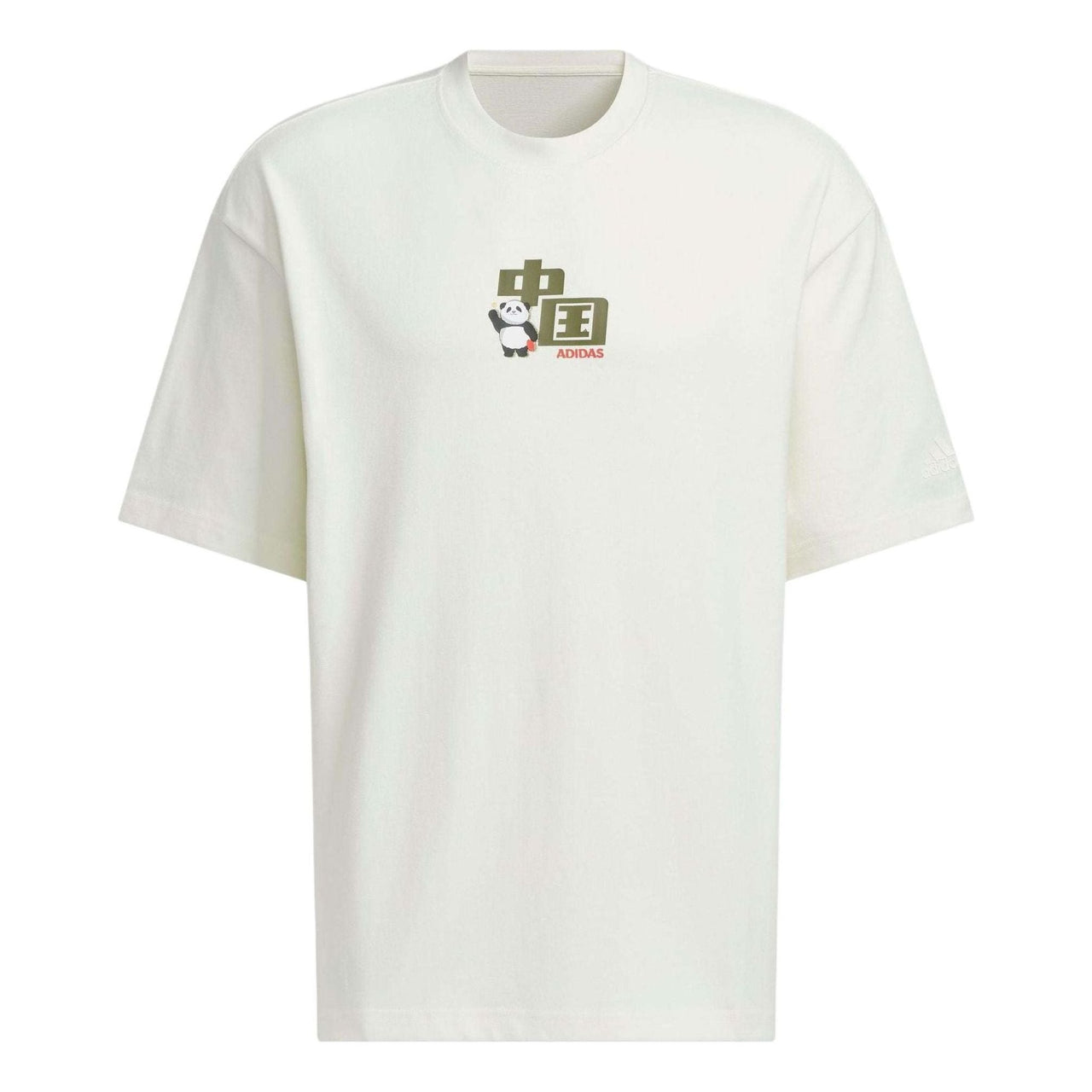 adidas China T-Shirt 'White Olive Green'' Asia Sizing JI6839