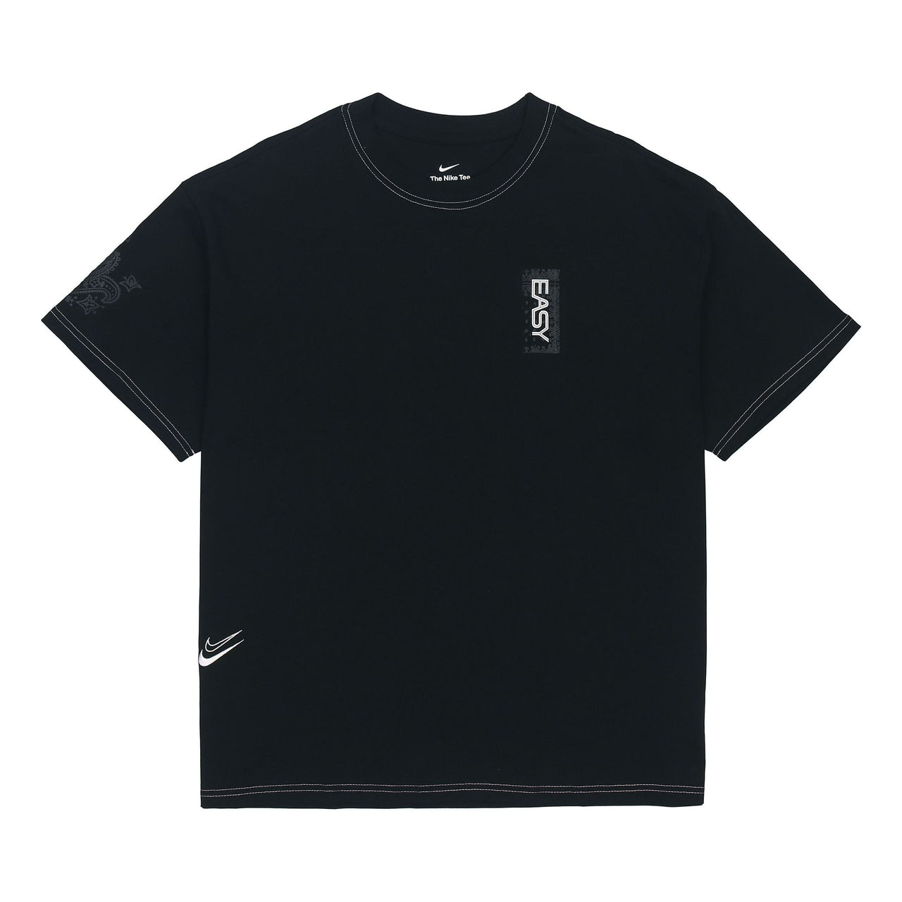 Nike Solid Color Alphabet Pattern Printing Round Neck Cotton Short Sleeve Black DQ1878-010