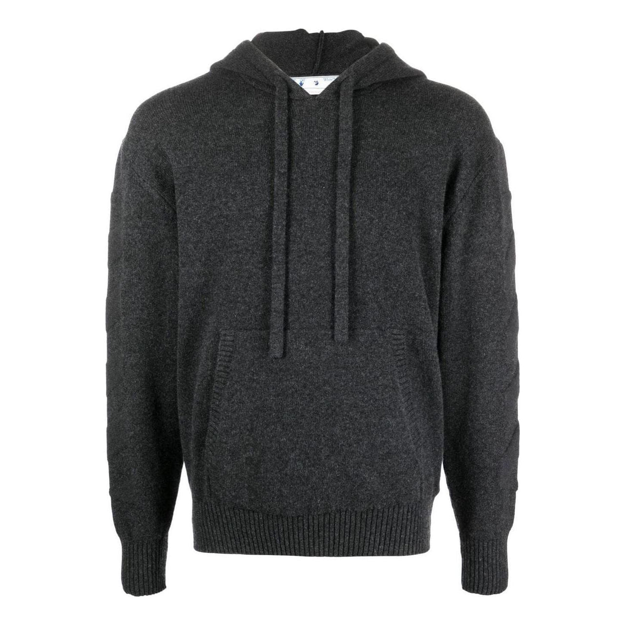 Men's Off-White SS22 Solid Color Back logo Printing Hooded Long Sleeves Gray OMHA097C99KNI0011111