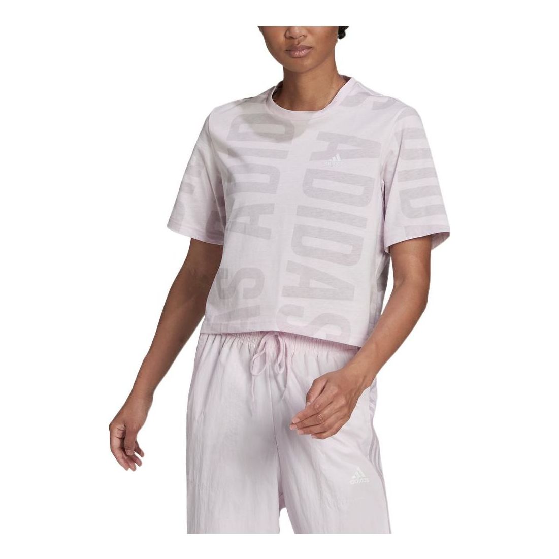 (WMNS) adidas Logo Printed Cropped T-Shirt Asia Sizing 'Pink' HC9163