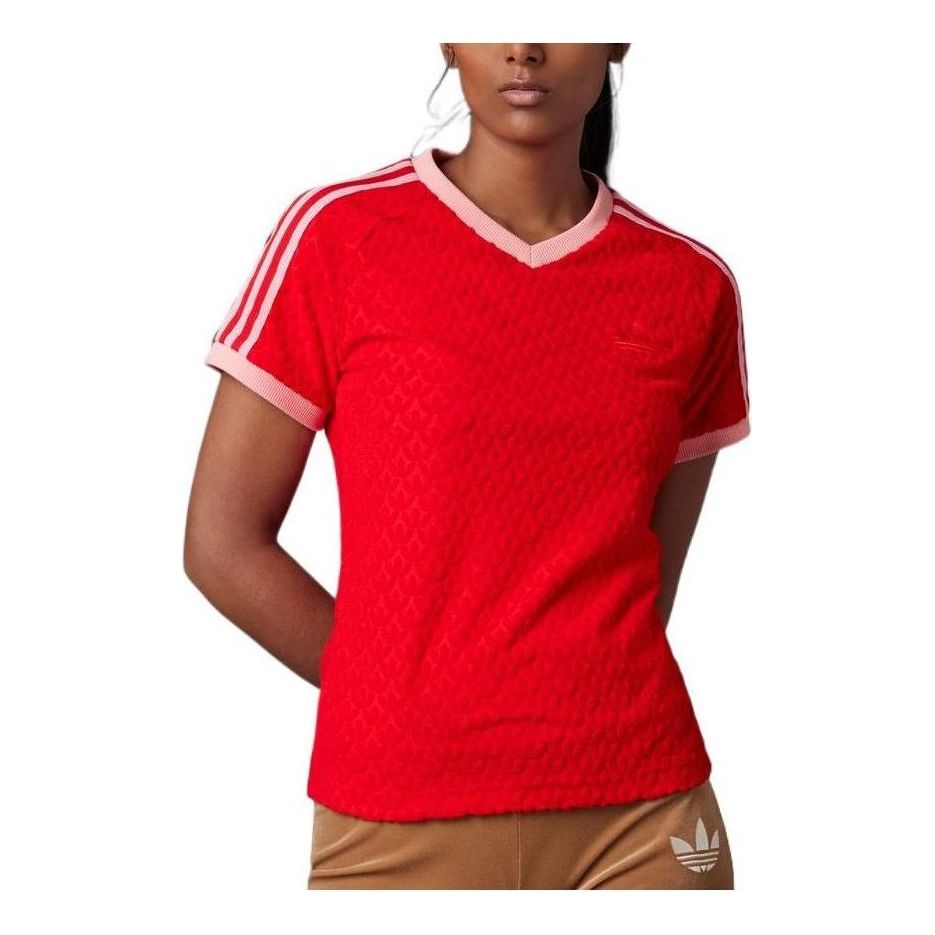 (WMNS) adidas Adicolor 70s Monogram Tee 'Red' IB2057