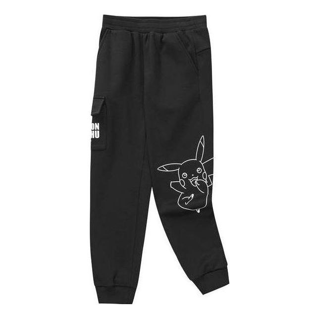 (GS) Skechers x Pokmon Elastic Waist Casual Knitted Pants 'Black White' L422B050