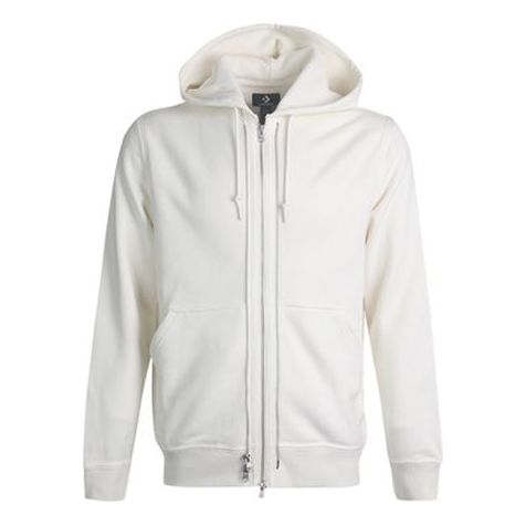 Converse All-zipper Sports Casual HoodedShirts Unisex White 10019463-A02