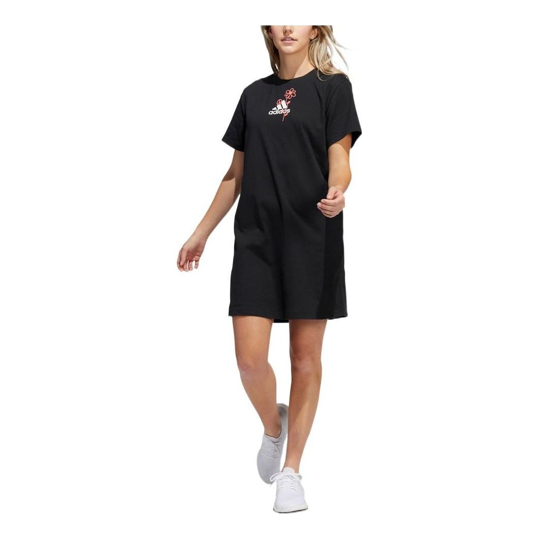(WMNS) adidas Fun Sport Graphic Sportswear T-Shirt Dress Asia Sizing 'Black White' H57414
