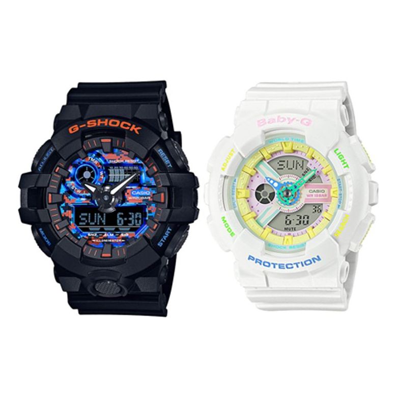 CASIO Baby-G 'Black & White' GA-700CT-1APR&BA-110TM-7A
