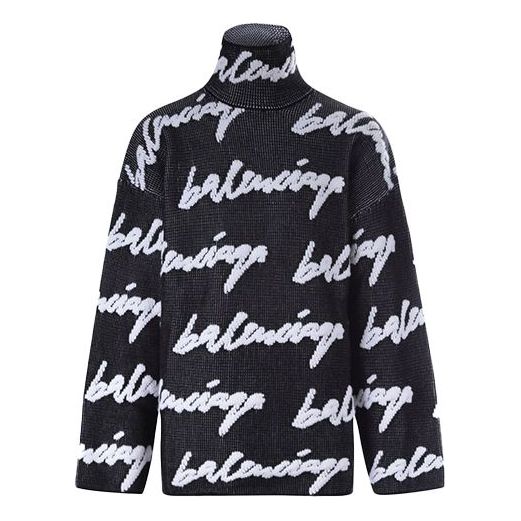Balenciaga Scribble Logo Turtleneck Jersey Sweater 'Black' 625927T31801070