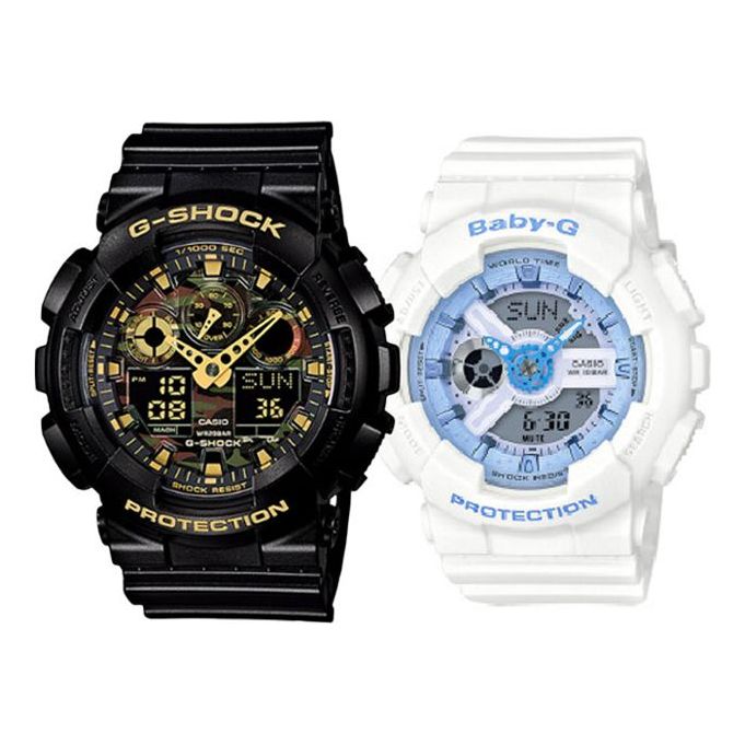 CASIO Baby-G 'Black & White' GA-100CF-1A9&BA-110BE-7A