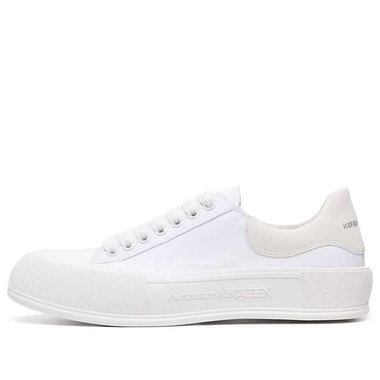 (WMNS) Alexander McQueen Deck Skate Plimsoll Lace Up 'Optic White' 654593W4MV79000