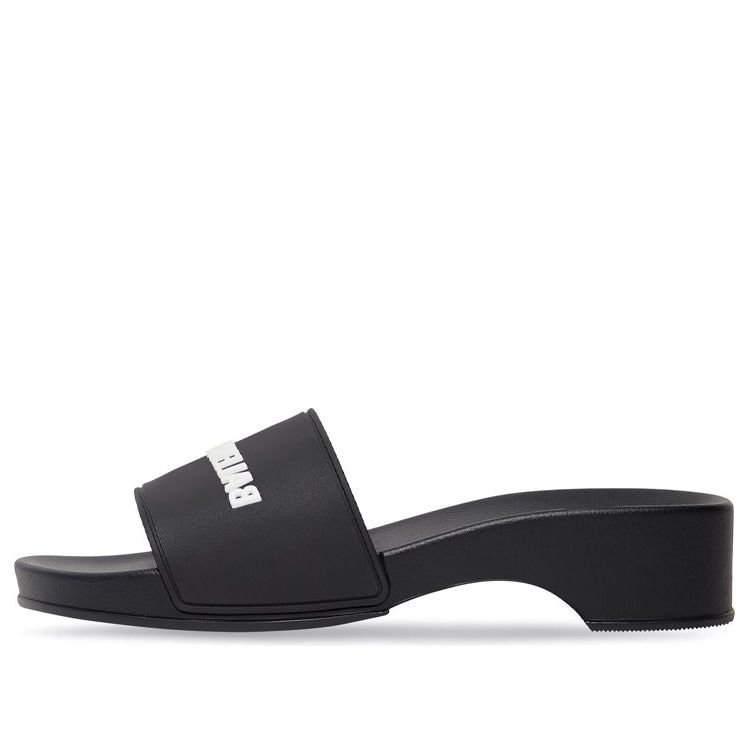 (WMNS) Balenciaga Logo Pool Clog Slides 'Black Rubber' 707094W1S9M1090