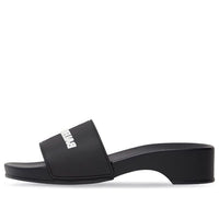 (WMNS) Balenciaga Logo Pool Clog Slides 'Black Rubber' 707094W1S9M1090